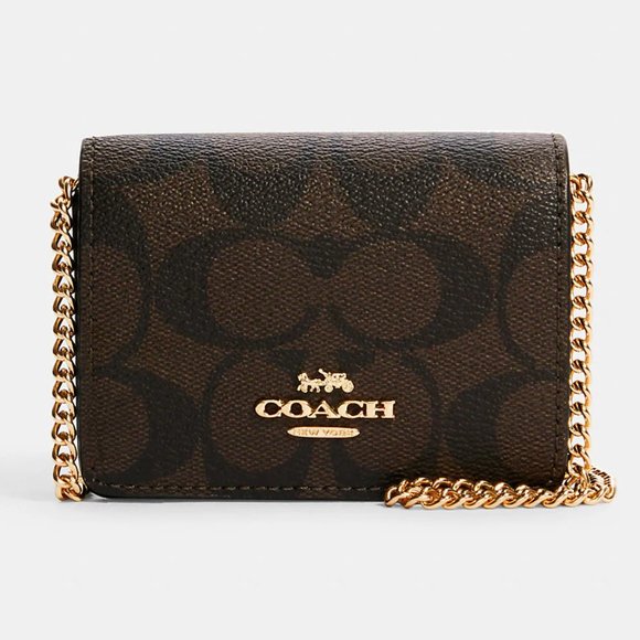 Coach Handbags - COACH Mini Wallet On A Chain In Signature Canvas NEW